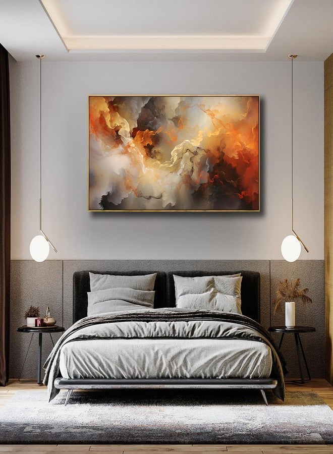 VHMING Abstract Wall Art Framed Ready to Hang Home Decor Orange White Artwork Wall Art Prints Canvas Painting Large Size for Living Room Bedroom Office Decoration 20"x40" - Image 4